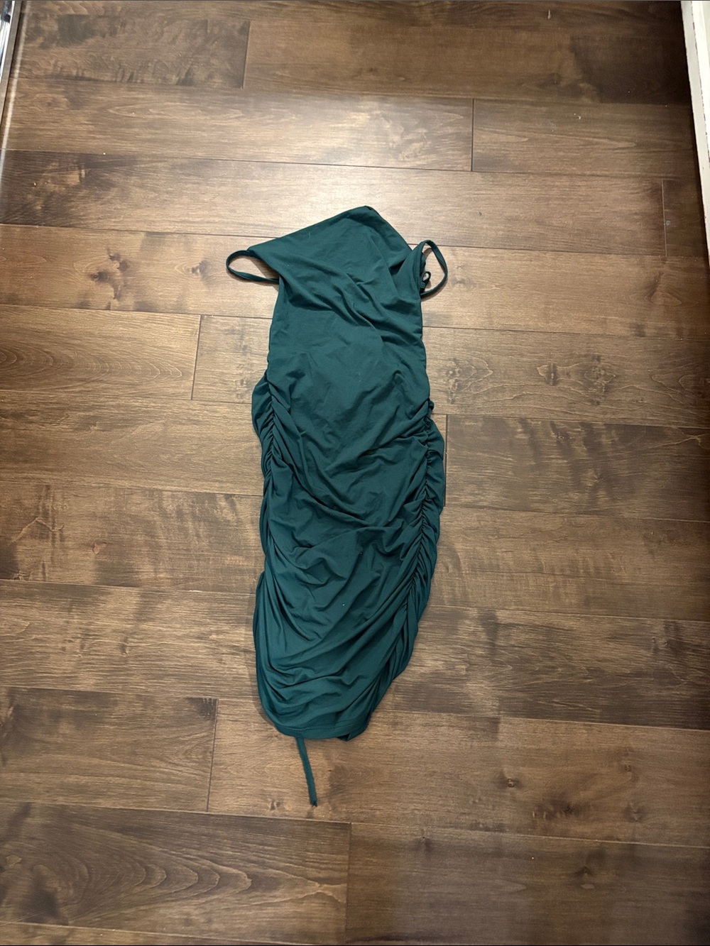 SHEIN One-Shoulder Teal Ruched Bodycon Dress